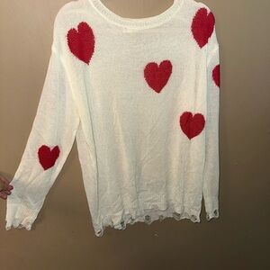 BiBi Cream Sweater with Red Heart Design